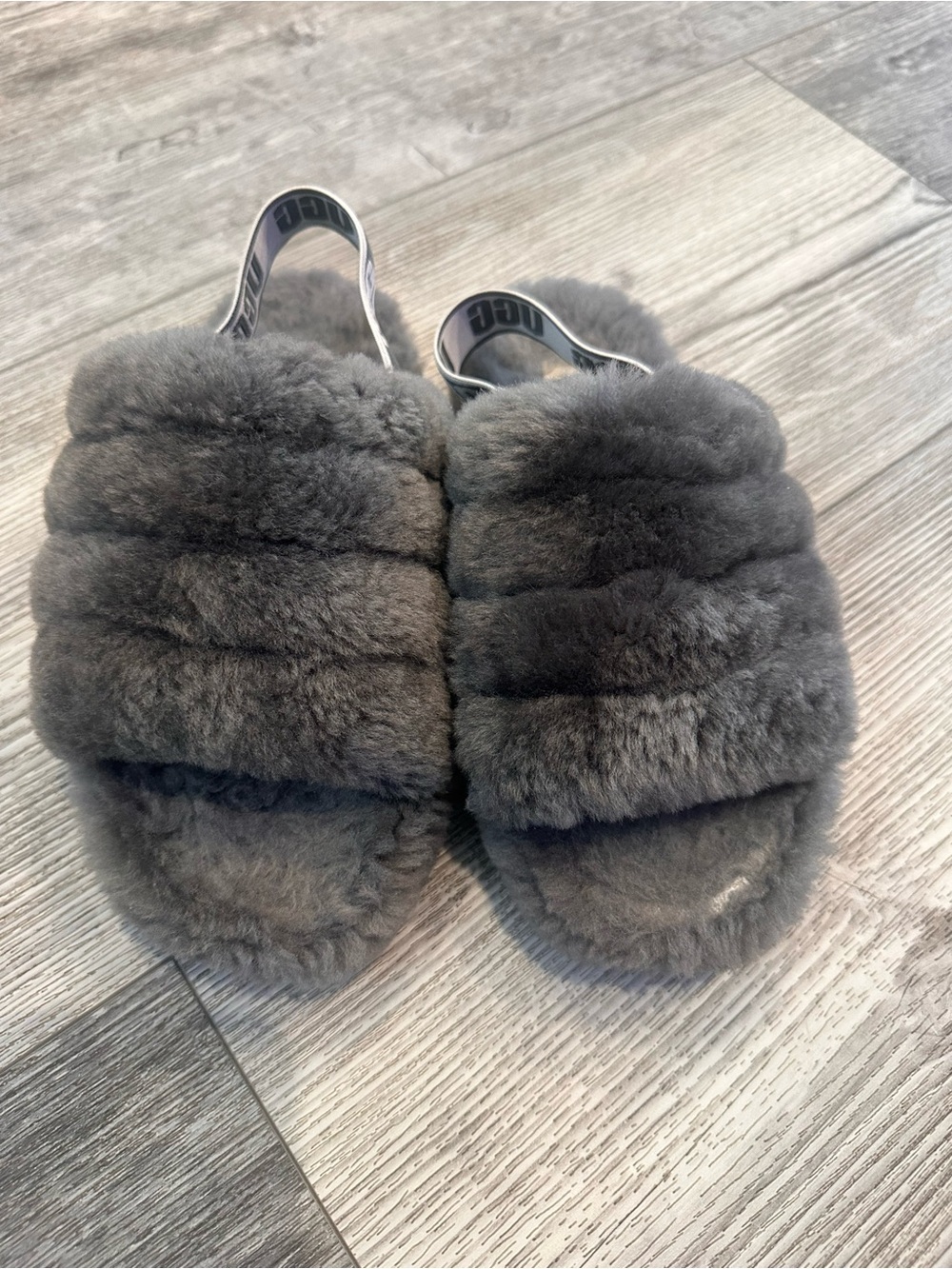 UGG Women's Plush Fur Slide Slingback - Gray
